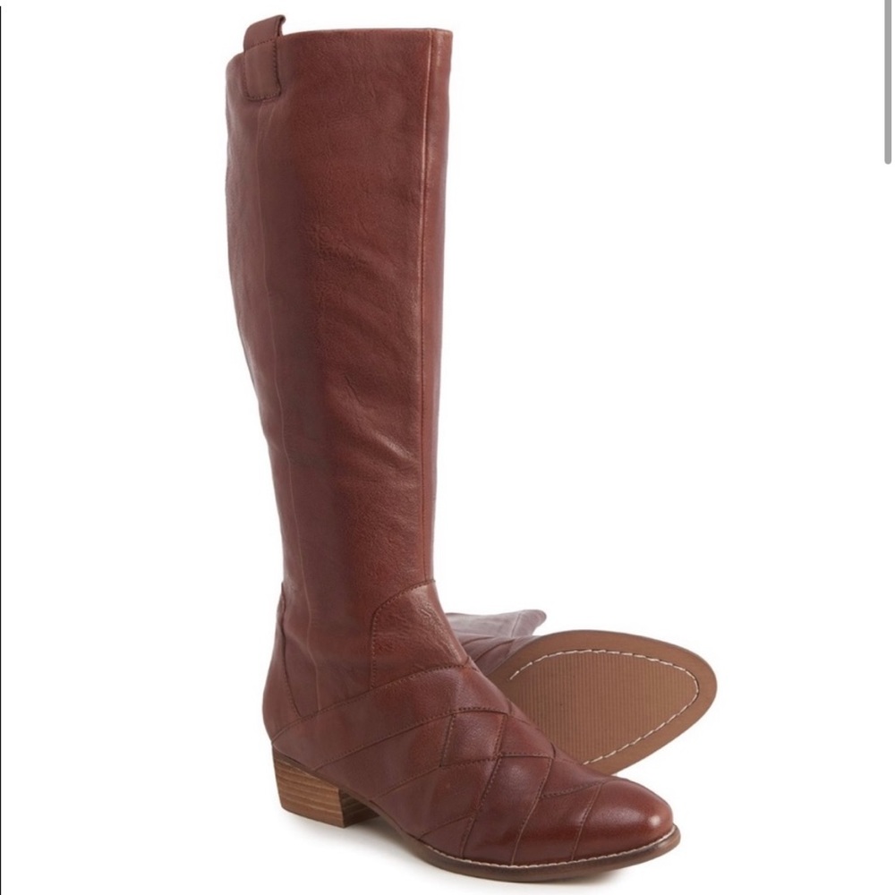 Seychelles Congnac Leather Woven Riding Boots - Like New!